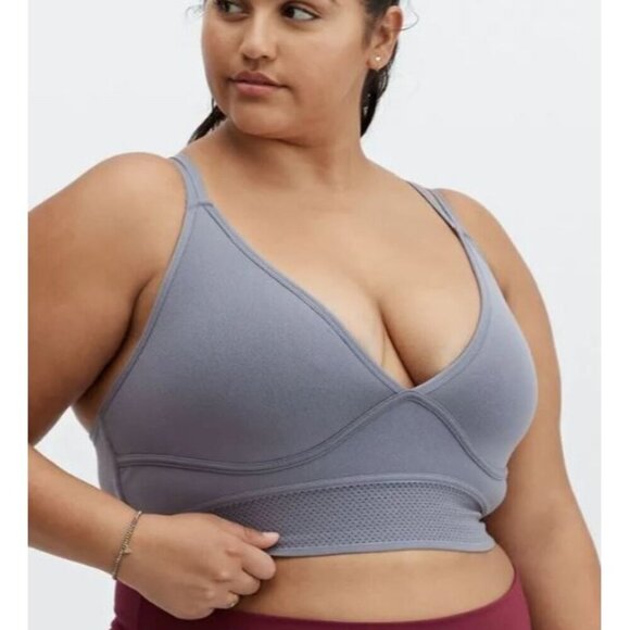Fabletics Jeni Sculptknit Sports Bra Women Size Plus 1X NWT V Neck Low Impact - Picture 1 of 12